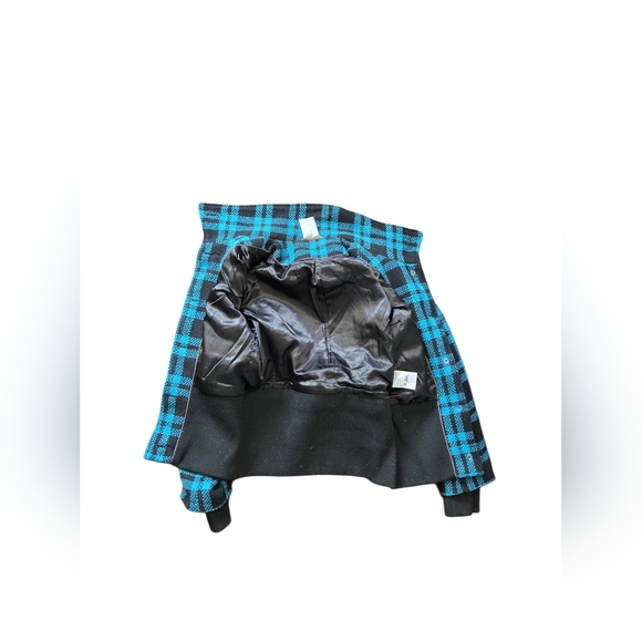 Y2K Groggy Plaid Cropped Jacket High Collar & Ribbed Hem Vintage Inspired Size M - Picture 3 of 7